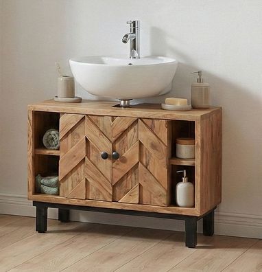 Waschbeckenunterschrank 83x60cm 'Ontario' Akazie massiv