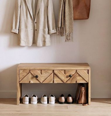 Garderobenbank 88x45cm 'Ontario' Akazie massiv