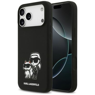 Hülle Karl Lagerfeld MagSafe iPhone 17 Pro Max Silikon schwarz Figuren Logo