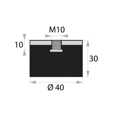 GP/S-IG-10-M10-D40xH30 Gummi-Metall-Puffer Gummipuffer Schwingungsdämpfer Silentblock