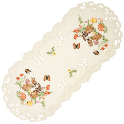 Tischdecke Tischläufer Ostern Oval 40 x 85 Ostertischdecke Tischwäsche Bestickt