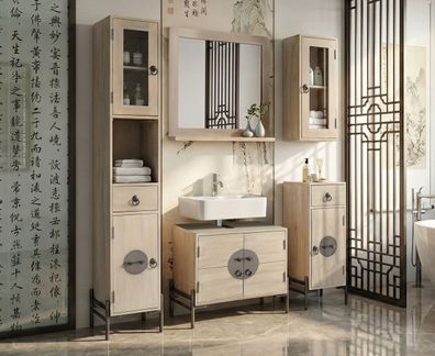 Bad komplett 5-tlg. 'Kjoto' Akazie massiv hell