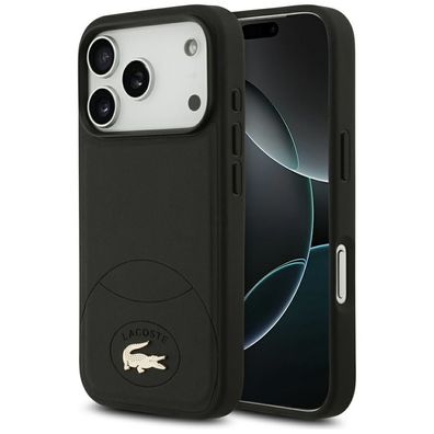 Lacoste Bliss MagSafe Hülle iPhone 17 Pro Kunstleder Schwarz Logo Metall