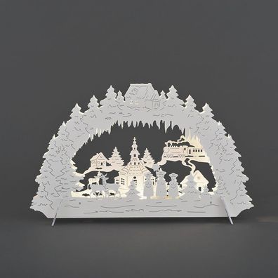 LED Silhouette Leuchter Weihnachtsdorf weiß 43x26cm Konstsmide innen 2833-210