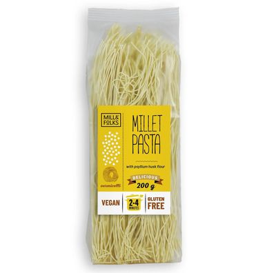 Mill & Folks Hirse Suppennudel mit Kurkuma 200g / glutenfrei / vegan