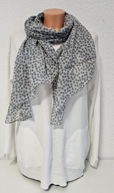Blogger Italy Schal Tuch Halstuch mit Seide asymetrisch Blütenprint Grau