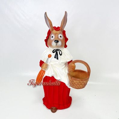 Häsin Korb als Oster Dekofigur Österliche Außendekoration Eier Hase Figur Statue rot