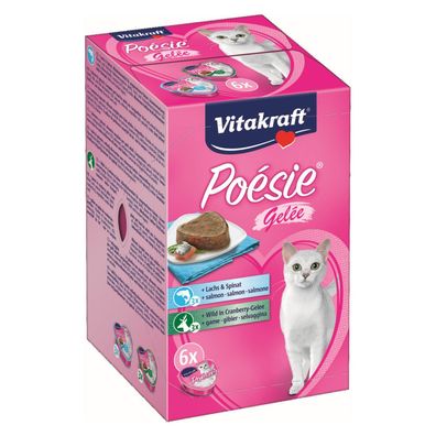 Vitakraft Katzenfutter Poesie Gelee, Multipack - 6 Schalen