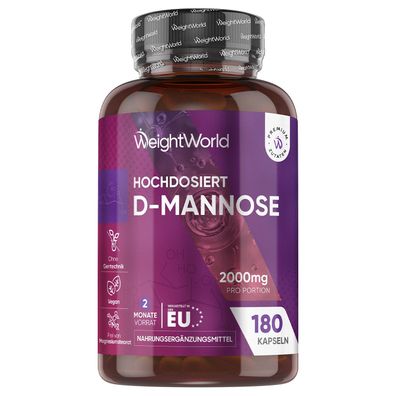 D-Mannose Kapseln - 2000mg pro Portion - 180 Mannose Stück - 2er-Pack
