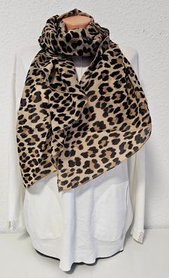 Italy Blogger Schal Tuch Halstuch Seide/Baumwolle Animalprint Brauntöne/Schwarz