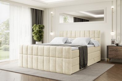 Boxspringbett mit Matratze, Topper, Polsterbett mit Bettkasten MIAMI-Z KING