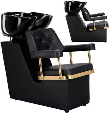 Calissimo Friseurwaschanlage Ezra, Schwarz, Öko-Leder, Keramikschüssel