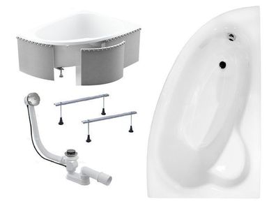 Badewanne Eckwanne Acryl Natalia 150x100 Rechts Styropor | Ablauf & Füße GRATIS !