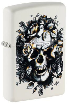 Zippo Feuerzeug Skull & Roses White Matte