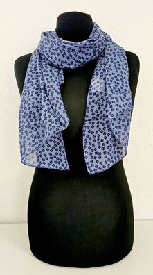 Italy Blogger Schal Halstuch Seide/Baumwolle asymetrisch Blütenprint Blautöne