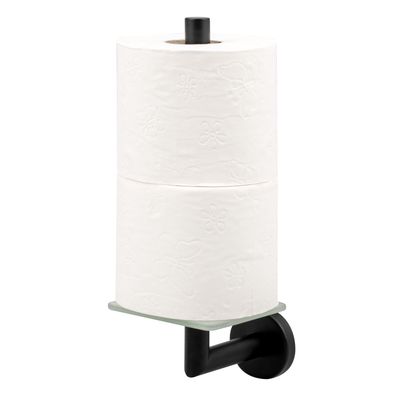 bremermann Bad-Serie PIAZZA BLACK - Toilettenpapierhalter mit Glasboden, aus Glas und
