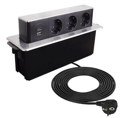 Einbausteckdose USB A & C Edelstahl Tischsteckdose versenkbar Büro Steckdose