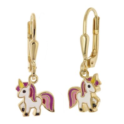 trendor Schmuck Mädchen-Ohrringe Einhorn 925 Silber Vergoldet Ohrhänger 21559