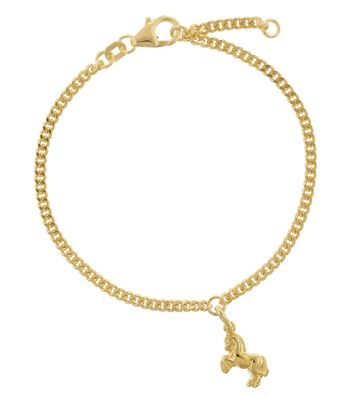 trendor Schmuck Mädchen-Armband mit Pferd 925 Silber Vergoldet Panzerband 21584