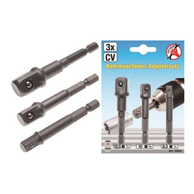 BGS-8204 I Adapter-Satz Bohrmaschinen Akkuschrauber 3-tlg. 6,3 (1/4) - 10 (3/8) - 12,