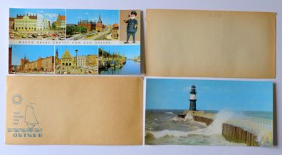 2 AK Käpt`n Brass grüsst von der Ostsee Warnemünde Mole DDR Ansichtskarte