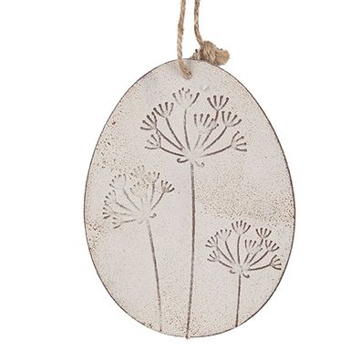 Clayre & Eef Oster-Anhänger Ei 10 cm Weiß Metall (Gr. 10x8 cm)