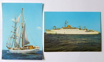 2 AK Segelschulschiff Wilhelm Pieck MS Völkerfreundschaft Ostsee DDR Ansichtskarte