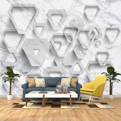 3D Wandrelief Geometrie Dreieck Marmor & Glas Modern Vlies Fototapete 4808