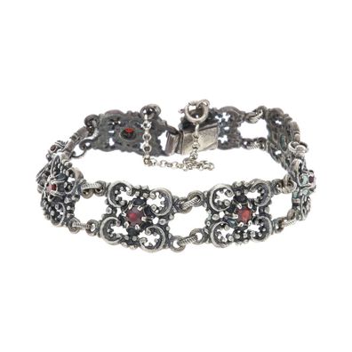 Silber Armband Tracht mit Granat, oxidiert, Second Hand, getragen