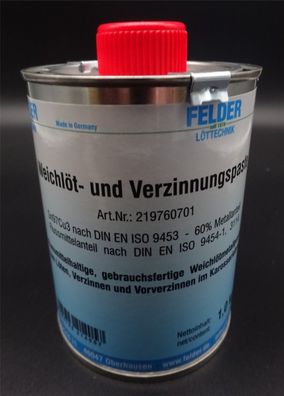 1 Kg Felder Weichlöt- und Verzinnungspaste Sn97Cu3 60% Metallanteil Pinseldose