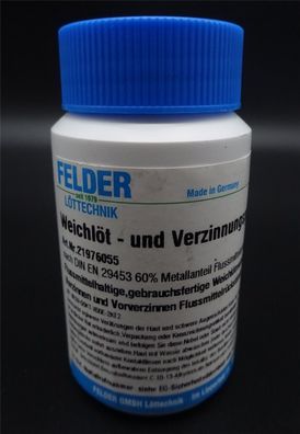1x 250g Felder Weichlöt- und Verzinnungspaste Sn97Cu3 60% Metallanteil