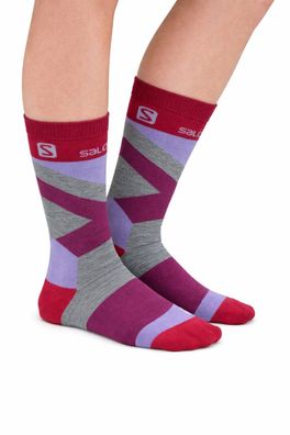 Salomon Team Skisocken GI21 Violett Grau 2 Paar Unisex Damen Herren