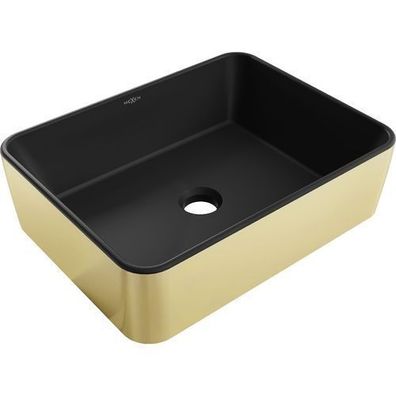 Mexen Catia Aufsatzwaschbecken 48x37cm, schwarz matt/Gold, Keramik