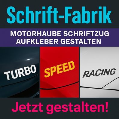 Motorhaube Schriftzug Aufkleber Auto Autoaufkleber Wunschtext selbst gestalten