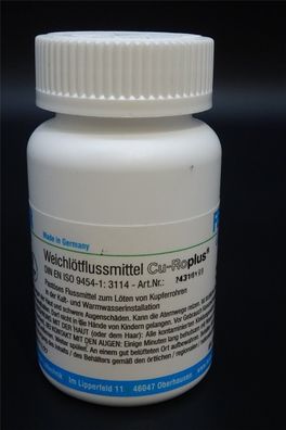 70g Weichlötflussmittel Cu-RoPlus Felder Lötpaste Kupfer Fittingslötpaste DVGW