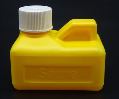 Säureflasche, leer, Farbe: gelb,125 ml Fassungsvermögen, Boden 75x55mm