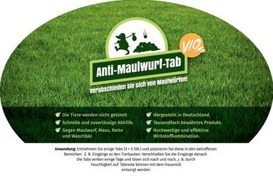 Anti Maulwurf Tab „VIO“, 1000g (160Tabs) Vergrämung - keine Tötung