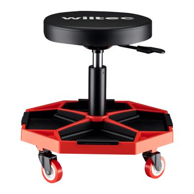 Wiltec Werkstatthocker mit Ablage 136kg Rollhocker Arbeitshocker Drehhocker