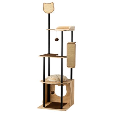 Fudajo Kratzbaum Metall 48x48x168cm Kratzmöbel Katzenbaum Katzenkratzbaum Sisal