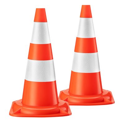 Wiltec Verkehrskegel 50cm 2St. Leitkegel Straßen Pylon Warnhütchen Warnkegel PVC