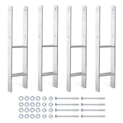 XPOtool Pfostenträger 4St. feuerverzinkt 101x600mm H-Anker Pfostenanker Pfosten