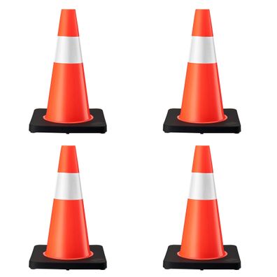 Wiltec Verkehrskegel 45cm 4St. Leitkegel Pylon Warnhütchen Warnkegel PVC Gummi