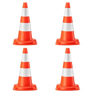 Wiltec Verkehrskegel 50cm 4St. Leitkegel Straßen Pylon Warnhütchen Warnkegel PVC