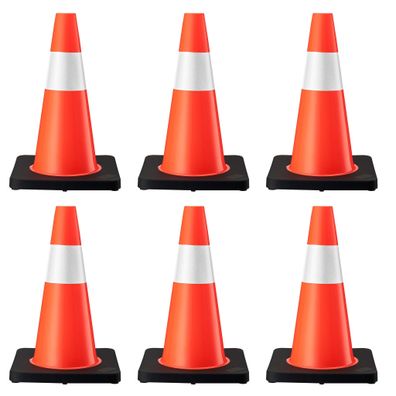 Wiltec Verkehrskegel 45cm 6St. Leitkegel Pylon Warnhütchen Warnkegel PVC Gummi