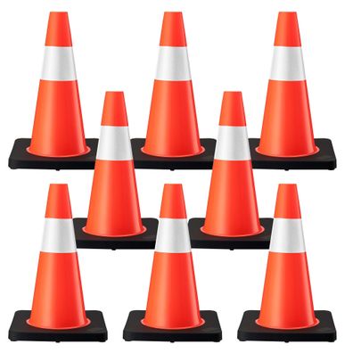 Wiltec Verkehrskegel 45cm 8St. Leitkegel Pylon Warnhütchen Warnkegel PVC Gummi