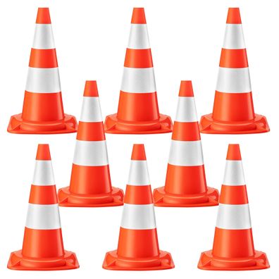 Wiltec Verkehrskegel 50cm 8St. Leitkegel Straßen Pylon Warnhütchen Warnkegel PVC