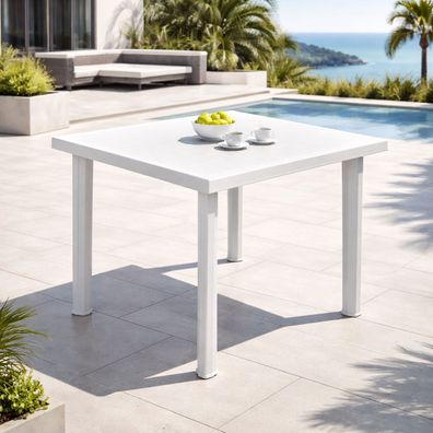 Gartentisch Outdoortisch Kunststoff Wetterfest Weiß Balkon L80xB75xH72cm