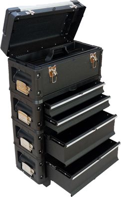 Metall Werkzeugtrolley B2-B BLACK Edition mit Schubladenverriegelung und Schloss