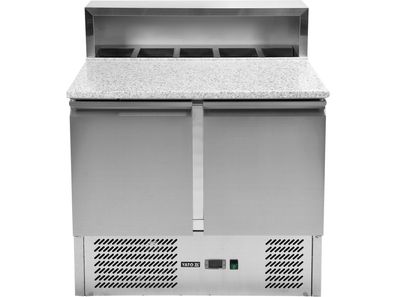 Comptoir réfrigéré à 2 portes, élément haut et plan de travail en granit, plage de te