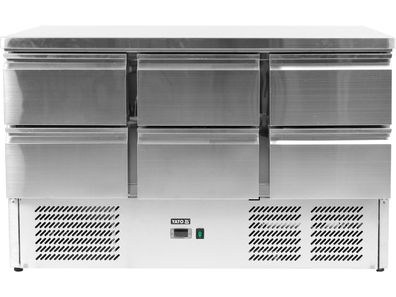 Kühltisch mit 6 Schubladen, 240W, 368L, 1365 x 700 x 880 mm